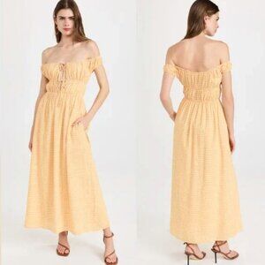 Hansen & Gretel Marella Midi Dress Ruched Off-Shoulder